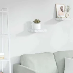Boekenkasten & Wandplanken*vidaXL Wandplank met opslag 23 x 23,5 x 4 cm Bewerkt hout Wit marmer