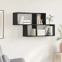 Wandplank met plank Wandgemonteerd Zwart Bewerkt hout>vidaXL Sale