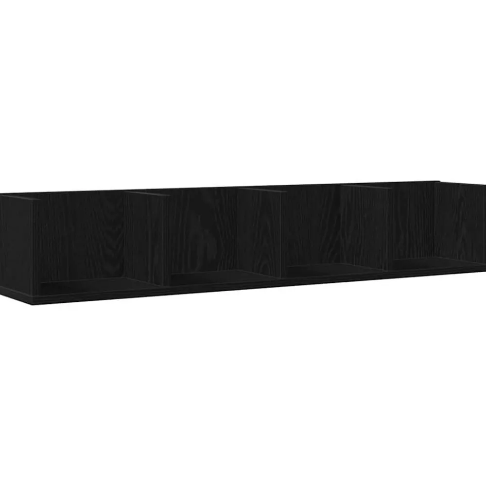 Boekenkasten & Wandplanken*vidaXL Wandplank met plank 100 x 18 x 18 cm Bewerkt hout Zwart eiken