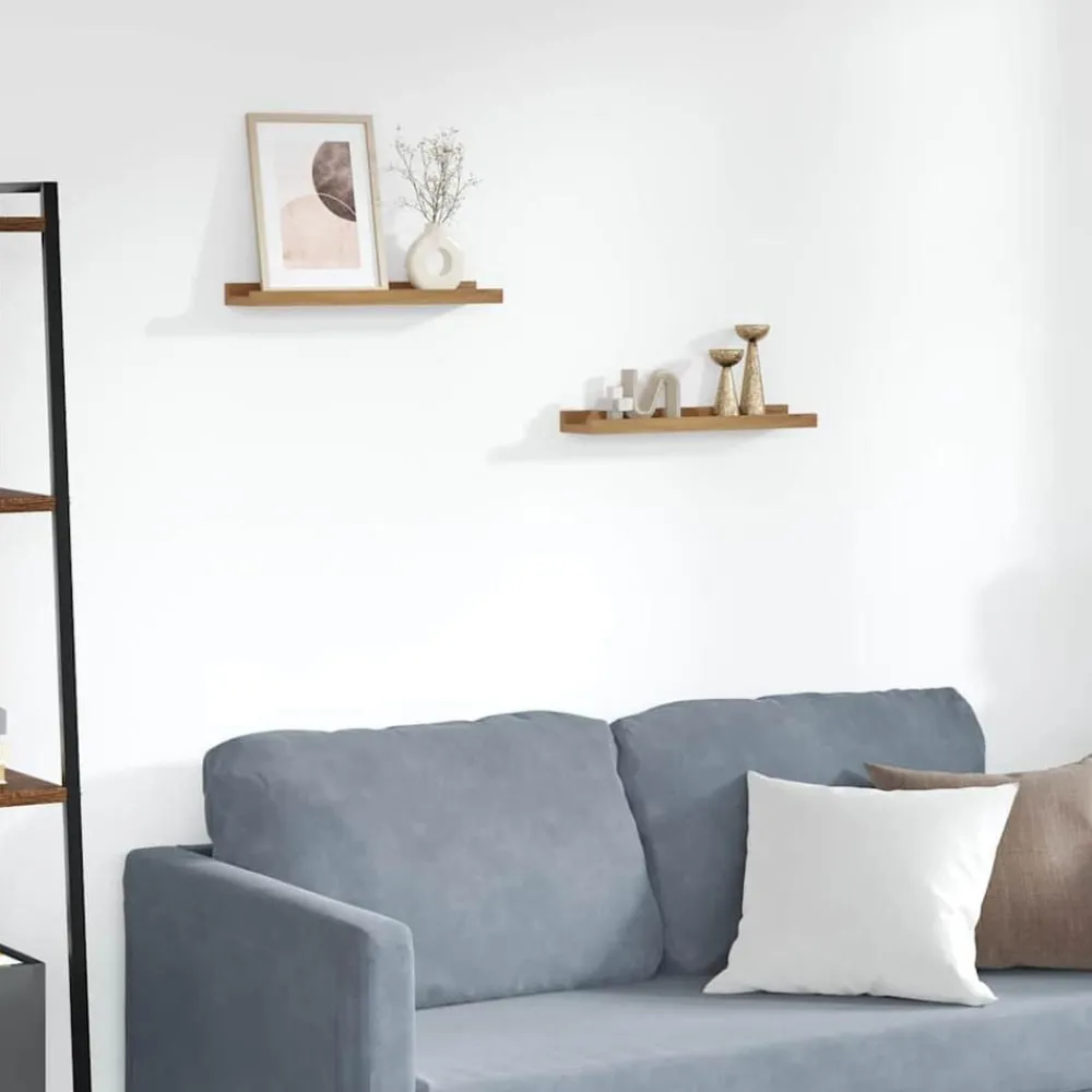 Wandplank met plank 2 pcs 40 x 9 x 3 cm Bewerkt hout>vidaXL Online