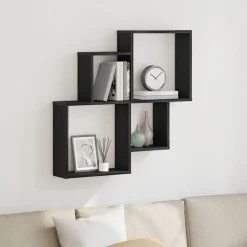 Boekenkasten & Wandplanken*vidaXL Wandplank met plank 80 x 15 x 78,5 cm Bewerkt hout Zwart eiken