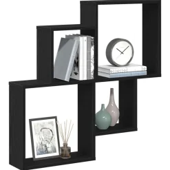 Boekenkasten & Wandplanken*vidaXL Wandplank met plank 80 x 15 x 78,5 cm Bewerkt hout Zwart eiken