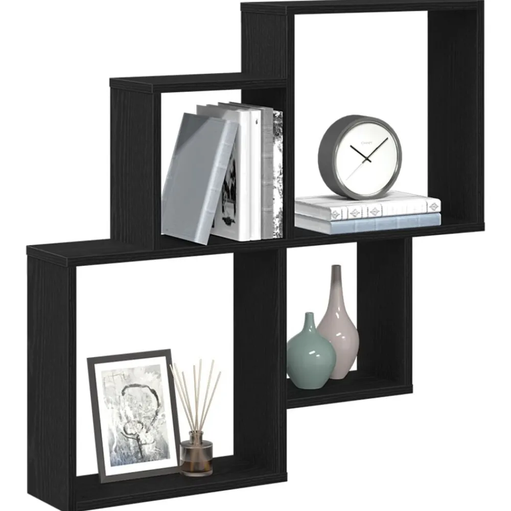 Boekenkasten & Wandplanken*vidaXL Wandplank met plank 80 x 15 x 78,5 cm Bewerkt hout Zwart eiken