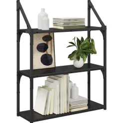 Boekenkasten & Wandplanken*vidaXL Wandplank met plank 60 x 21 x 78,5 cm Bewerkt hout Zwart eiken