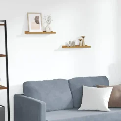 Wandplank met plank 2 pcs 40 x 9 x 3 cm Bewerkt hout>vidaXL Clearance