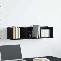Boekenkasten & Wandplanken*vidaXL Wandplank met plank 75 x 18 x 18 cm Bewerkt hout Zwart eiken