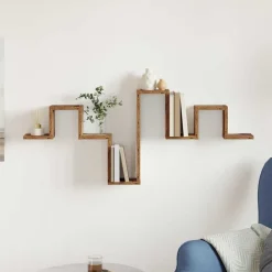 Wandplank Wandgemonteerd met opslag Oudhout 104.5 x 43 x 10 cm>vidaXL Discount