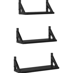 Boekenkasten & Wandplanken*vidaXL Wandplank Wandgemonteerd met opslag 3 pcs Zwart eiken
