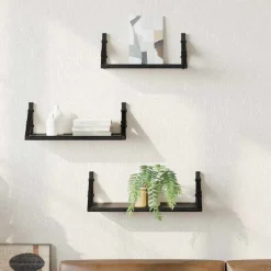 Boekenkasten & Wandplanken*vidaXL Wandplank Wandgemonteerd met opslag 3 pcs Zwart eiken