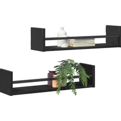 Boekenkasten & Wandplanken*vidaXL Wandplank Wandgemonteerd 2 pcs 60 x 16 x 14 cm Zwart eiken