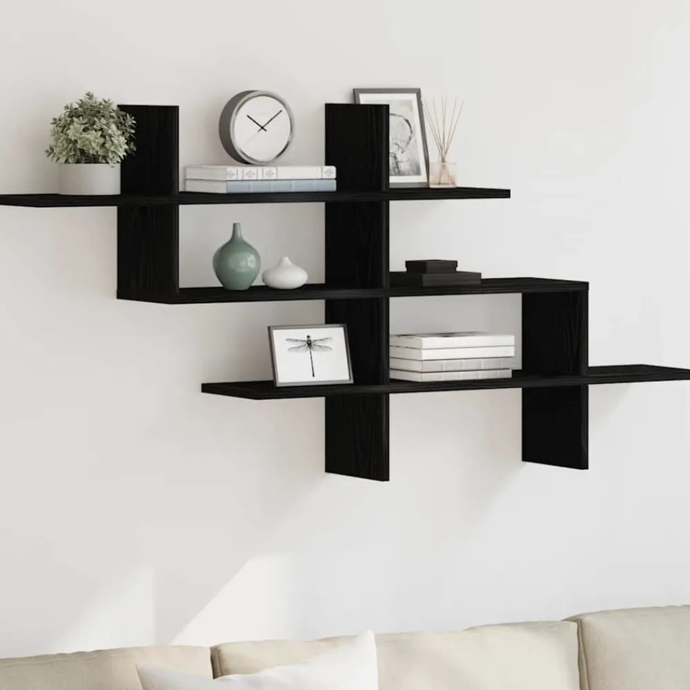 Boekenkasten & Wandplanken*vidaXL Wandplank 124,5x18x60,5 cm Bewerkt Hout Zwart eiken