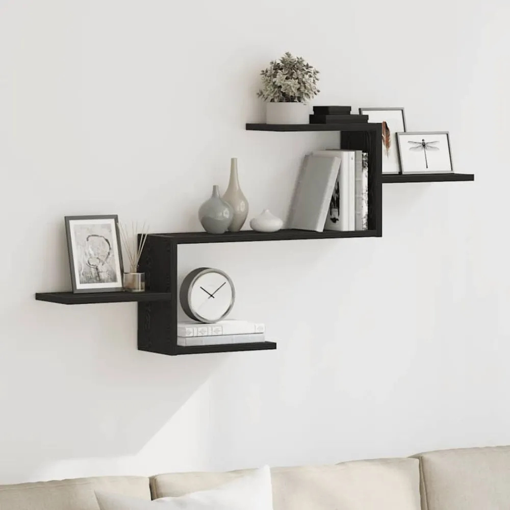Boekenkasten & Wandplanken*vidaXL Wandplank 104x15x49 cm Bewerkt Hout Zwart eiken