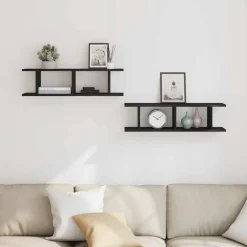 Boekenkasten & Wandplanken*vidaXL Wandplanken 2 st 75x18x20 cm spaanplaat kleurig Zwart eiken