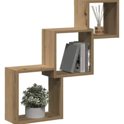 Boekenkasten & Wandplanken*vidaXL Wandplanken kubus 68x15x68cm bewerkt hout artisanaal eikenkleur artisanaal eikenkleurig