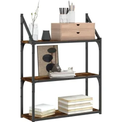Wandrek 3-laags 60x21x78,5 cm bewerkt hout kleurig><noscript><img width=