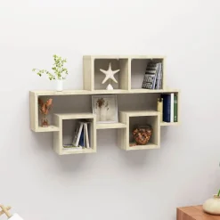 Boekenkasten & Wandplanken*vidaXL Wandschap auto-vormig 82x15x51 cm bewerkt hout Sonoma eiken