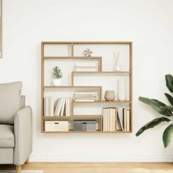 Boekenkasten & Wandplanken*vidaXL Wandschap kubus 7 vakken bewerkt hout artisanaal eikenkleurig