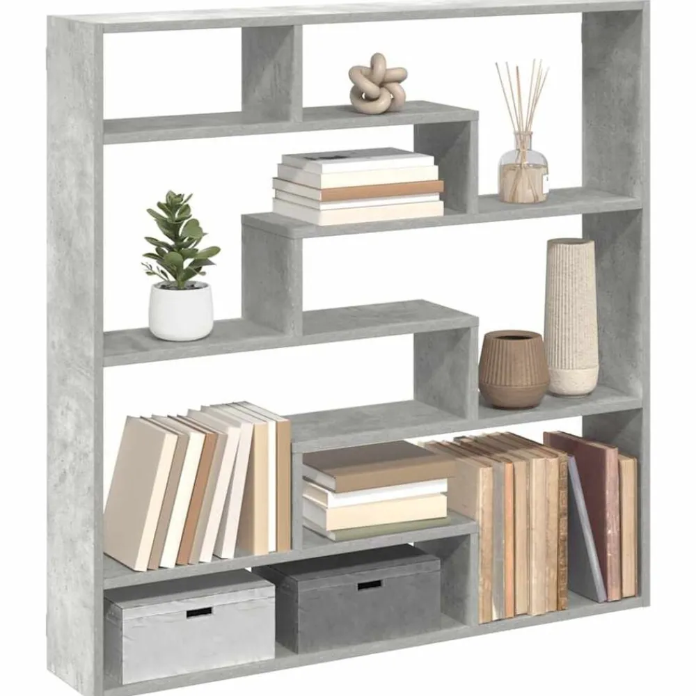 Boekenkasten & Wandplanken*vidaXL Wandschap kubus 7 vakken bewerkt hout Betongrijs