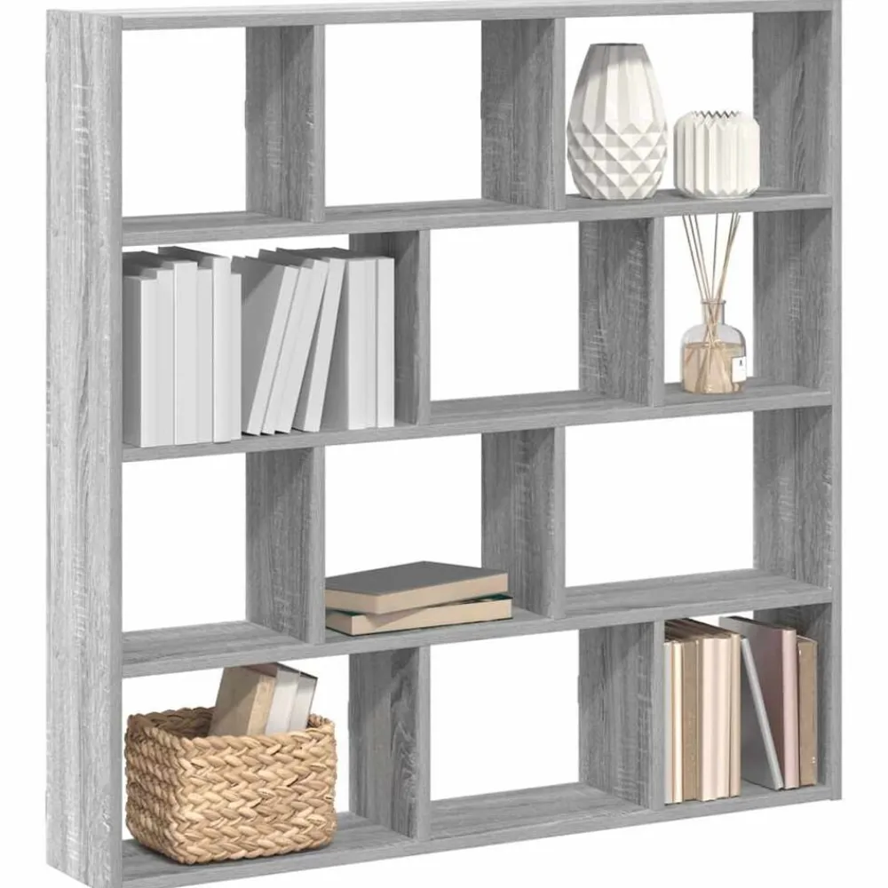 Boekenkasten & Wandplanken*vidaXL Wandschap kubus 12 vakken bewerkt hout eikenkleur Grijs sonoma