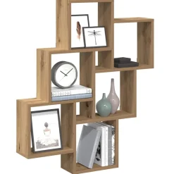 Wandschap kubus 78x15x93 cm bewerkt hout artisanaal eikenkleur>vidaXL