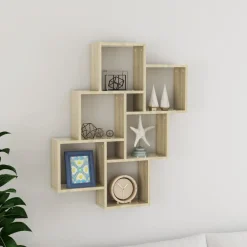 Wandschap kubus 78x15x93 cm bewerkt hout>vidaXL Online