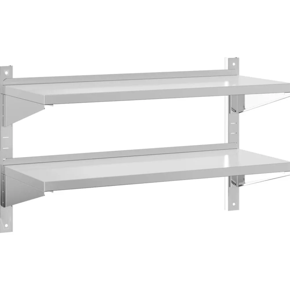 Boekenkasten & Wandplanken*vidaXL Wandschap 2-laags 100x40x60 cm roestvrijstaal zilverkleurig