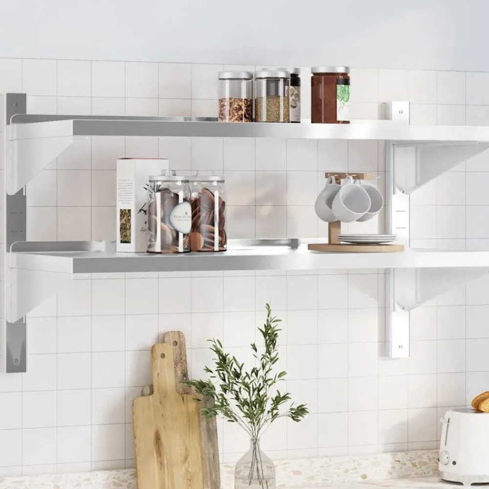 Boekenkasten & Wandplanken*vidaXL Wandschap 2-laags 100x40x60 cm roestvrijstaal zilverkleurig
