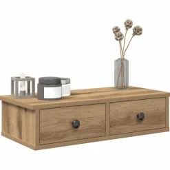 Wandschap met lades 60x28x15 cm bewerkt hout artisanaal eiken>vidaXL New