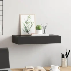 Boekenkasten & Wandplanken*vidaXL Wandschap met lade zwevend 48x25x8 cm zwart