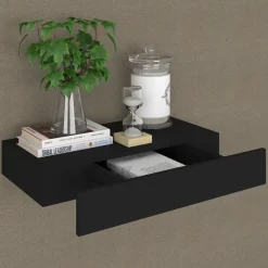 Boekenkasten & Wandplanken*vidaXL Wandschap met lade zwevend 48x25x8 cm zwart