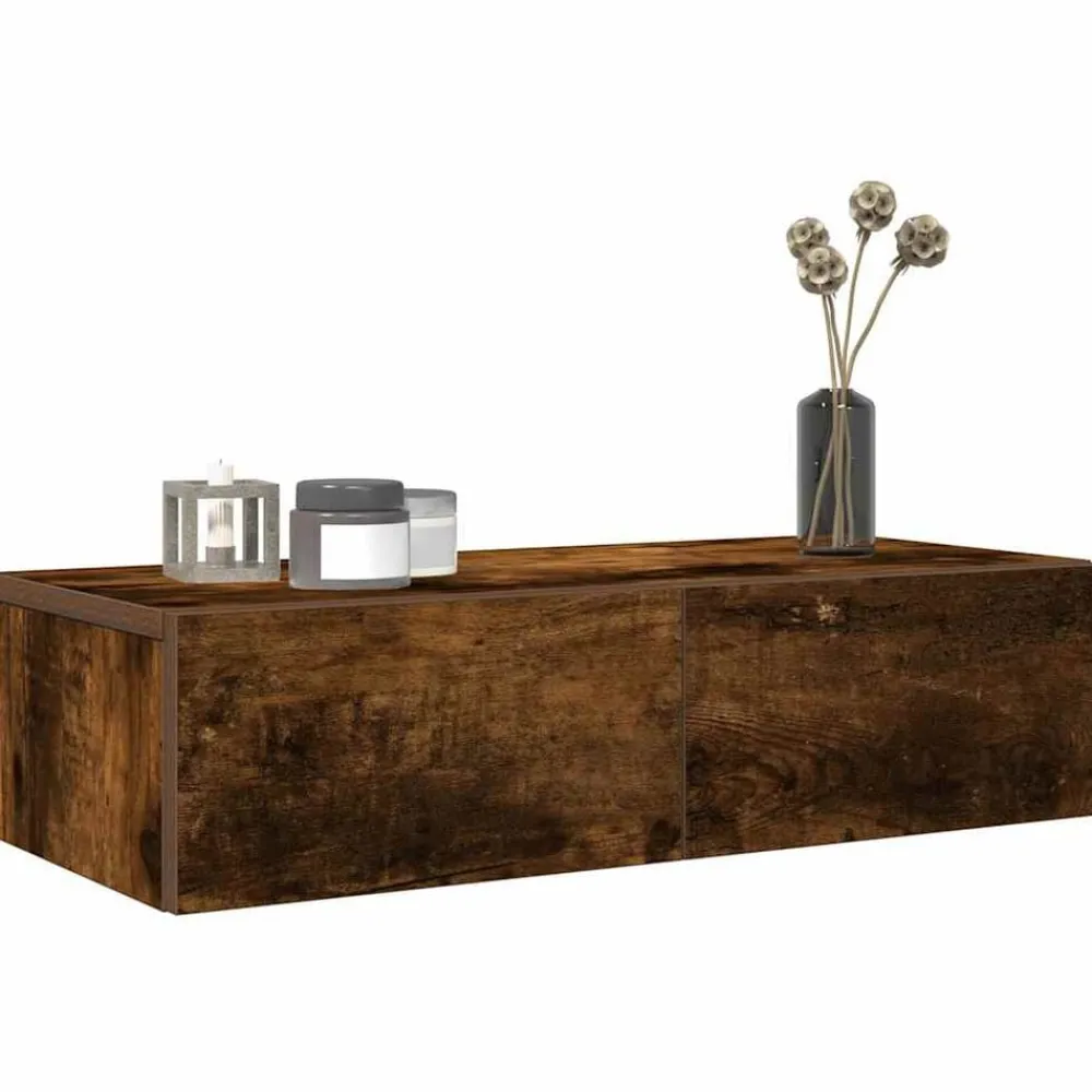Boekenkasten & Wandplanken*vidaXL Wandschap met lades 60x26,5x15 cm bewerkt hout Gerookt eiken