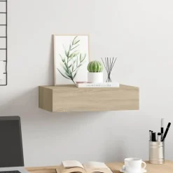 Boekenkasten & Wandplanken*vidaXL Wandschap met lade 40x23,5x10 cm MDF kleurig Eiken