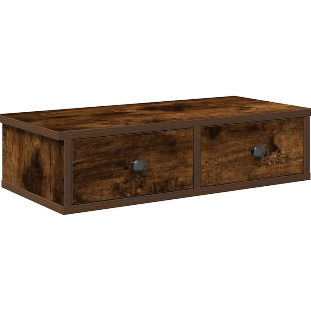 Boekenkasten & Wandplanken*vidaXL Wandschap met lades 60x28x15 cm bewerkt hout kleur Gerookt eiken