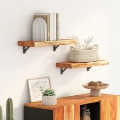 Tafelaccessoires*vidaXL Wandschap rechthoekig natuurlijke rand 40x20x2,5 cm acaciahout Naturel