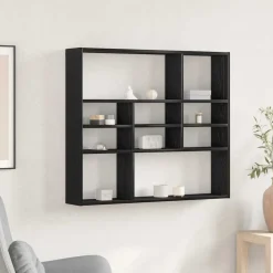 Boekenkasten & Wandplanken*vidaXL Wandschap 90x16x78 cm bewerkt hout kleur Zwart eiken