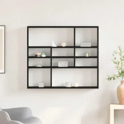 Boekenkasten & Wandplanken*vidaXL Wandschap 90x16x78 cm bewerkt hout kleur Zwart eiken