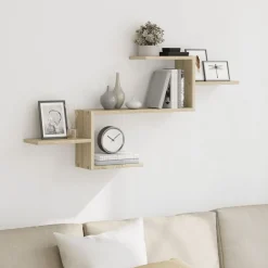 Wandschap 104x15x49 cm bewerkt hout kleurig>vidaXL Clearance
