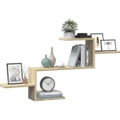 Wandschap 104x15x49 cm bewerkt hout kleurig><noscript><img width=