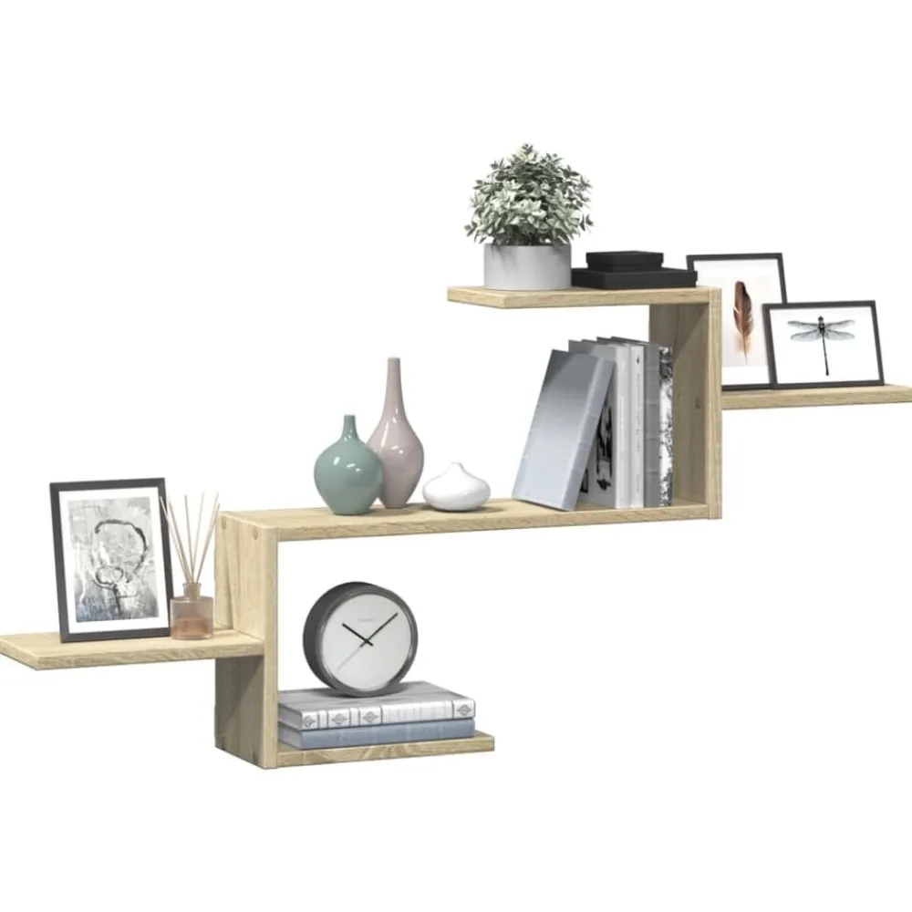 Wandschap 104x15x49 cm bewerkt hout kleurig>vidaXL Clearance