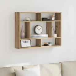 Wandschap 75x16x55 cm bewerkt hout artisanaal eikenkleur><noscript><img width=