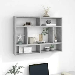 Boekenkasten & Wandplanken*vidaXL Wandschap 75x16x55 cm bewerkt hout Betongrijs