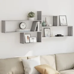Boekenkasten & Wandplanken*vidaXL Wandschap 167,5x18x68 cm bewerkt hout eikenkleurig Grijs sonoma