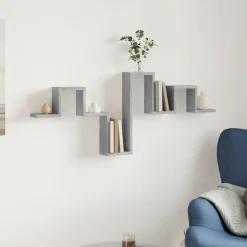 Boekenkasten & Wandplanken*vidaXL Wandschap 104,5x10x43 cm bewerkt hout Betongrijs