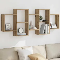 Wandschap 159x18x65 cm bewerkt hout artisanaal kleurig>vidaXL Best