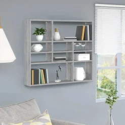 Boekenkasten & Wandplanken*vidaXL Wandschap 90x16x78 cm bewerkt hout eikenkleurig Grijs sonoma