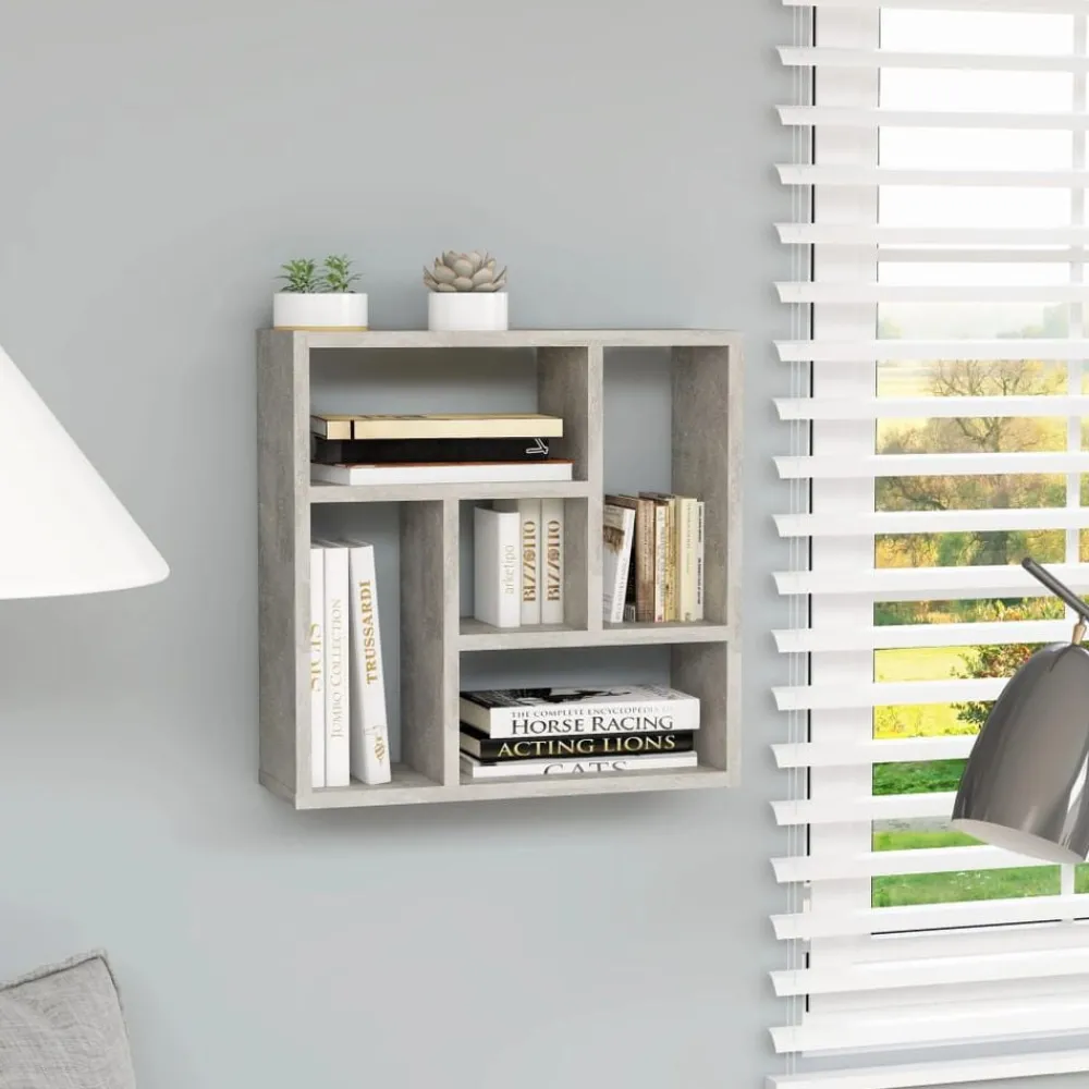 Boekenkasten & Wandplanken*vidaXL Wandschap 45,1x16x45,1 cm bewerkt hout Betongrijs