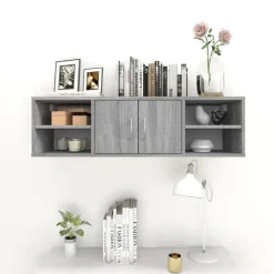 Boekenkasten & Wandplanken*vidaXL Wandschap 102x30x29 cm bewerkt hout eikenkleurig Grijs sonoma