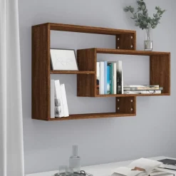 Boekenkasten & Wandplanken*vidaXL Wandschap 104x20x58,5 cm bewerkt hout bruin eikenkleur