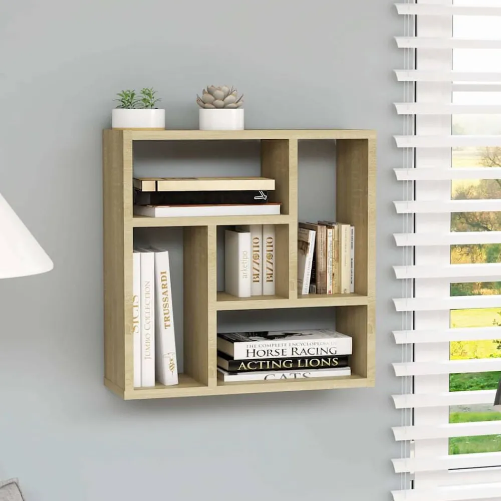 Boekenkasten & Wandplanken*vidaXL Wandschap 45,1x16x45,1 cm bewerkt hout kleurig Sonoma eiken