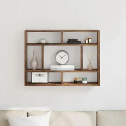 Wandschap 75x16x55 cm bewerkt hout kleurig><noscript><img width=